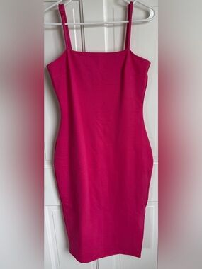 Lulus Hot Pink Bodycon Midi Dress Sleeveless Side Slit Medium